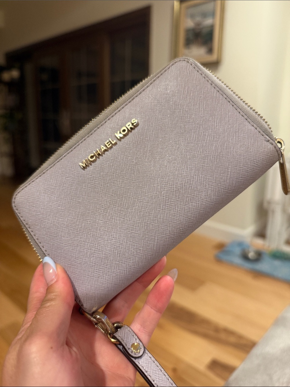 Michael Kors Light Purple Saffiano Zip Wristlet